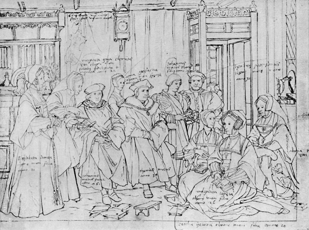 《更多的家庭》，摘自荷尔拜因在巴斯博物馆的素描画，1903年，1527年 作者 小汉斯·霍尔拜因