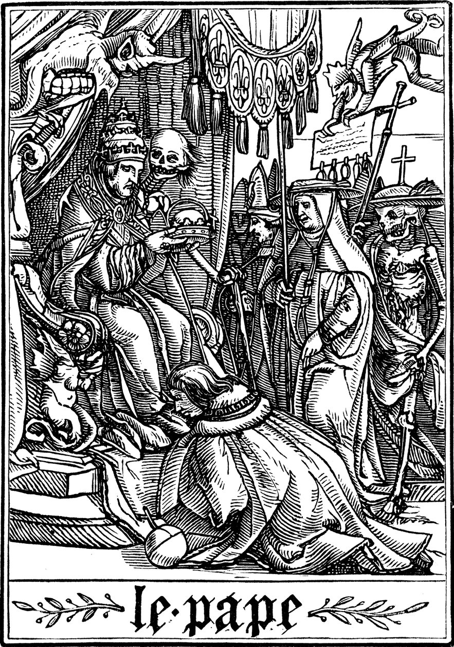 教皇被死亡拜访，1538年 作者 小汉斯·霍尔拜因