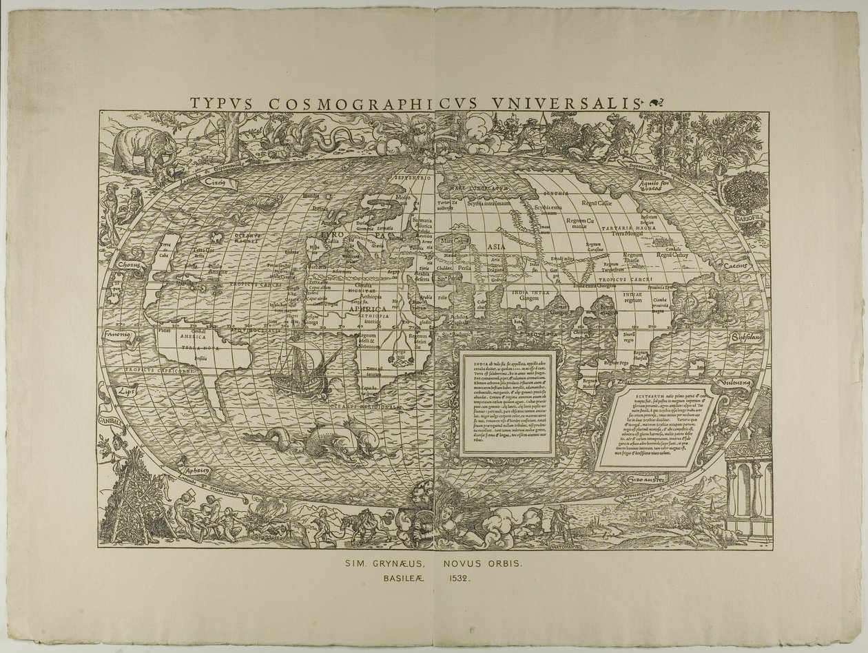 类型 Cosmographicus Universalis, Sim.Grynaeus, Novus Orbis, Basileae 1532 作者 小汉斯·霍尔拜因