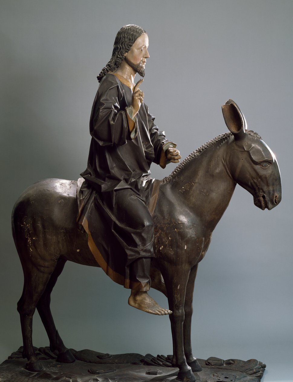 骑驴的基督，约 1498 年，汉斯-克洛克（Hans Klocker，约 1478-1500 年活跃）作品，多色木制雕像，意大利 作者 汉斯·克洛克