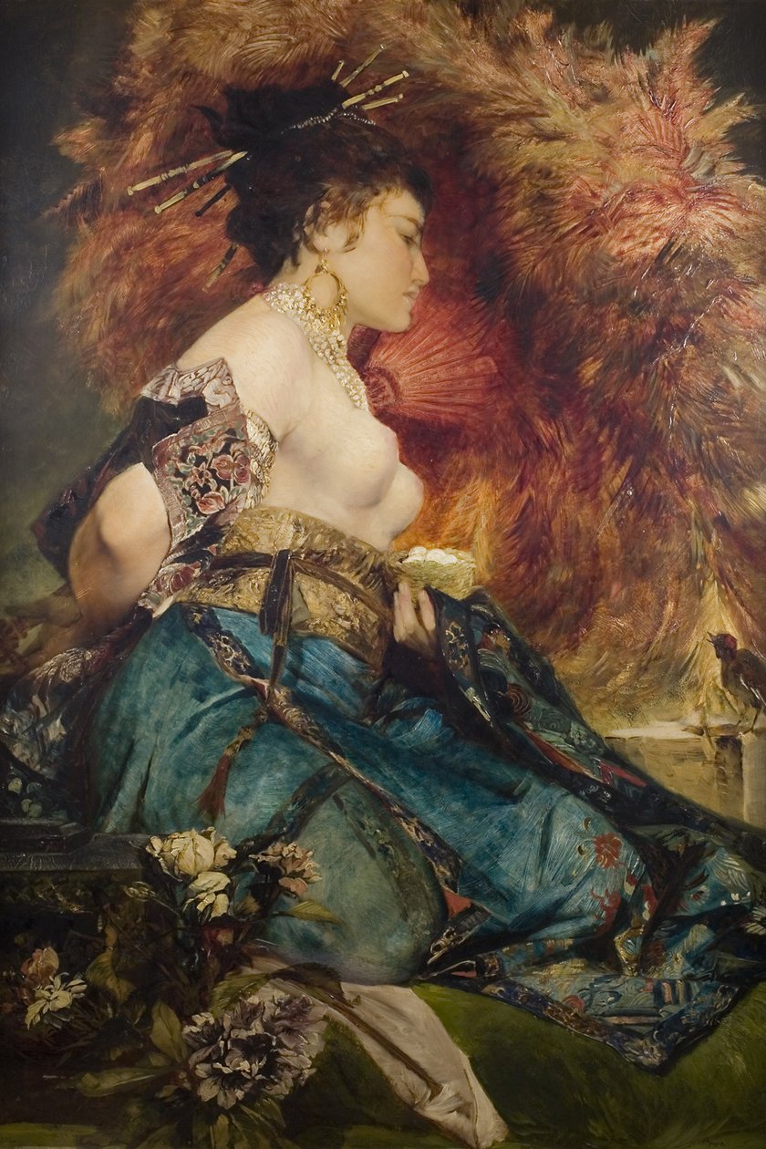 日本女人c。 1870年 作者 汉斯·马卡特（Hans Makart）