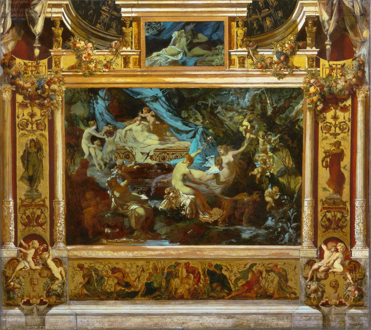 剧院幕的设计《仲夏夜之梦》，1872年 作者 汉斯·马卡特（Hans Makart）