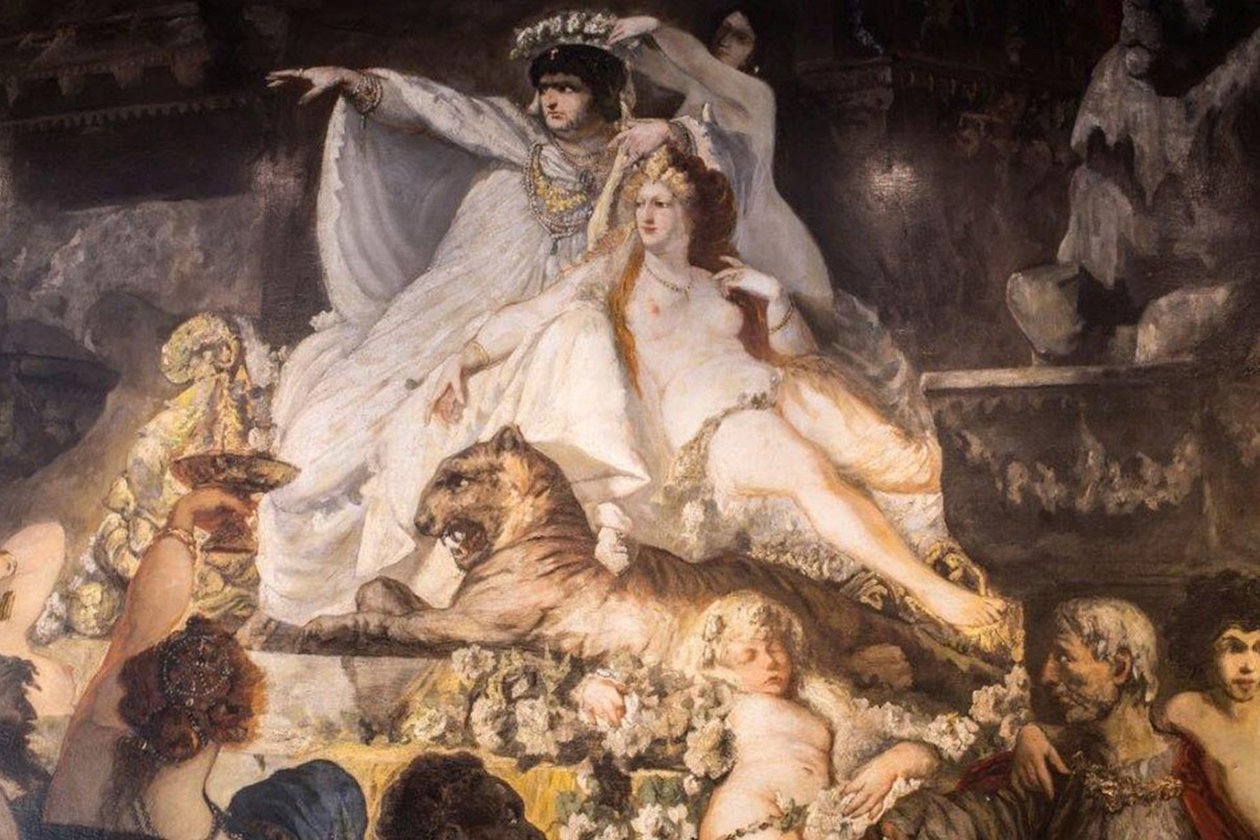 德语：尼禄焚烧罗马 作者 汉斯·马卡特（Hans Makart）