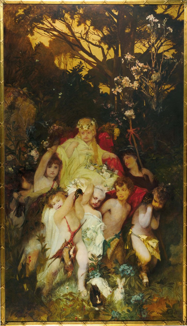 现代阿莫雷蒂，三联画，中央面板，1868年。 作者 汉斯·马卡特（Hans Makart）