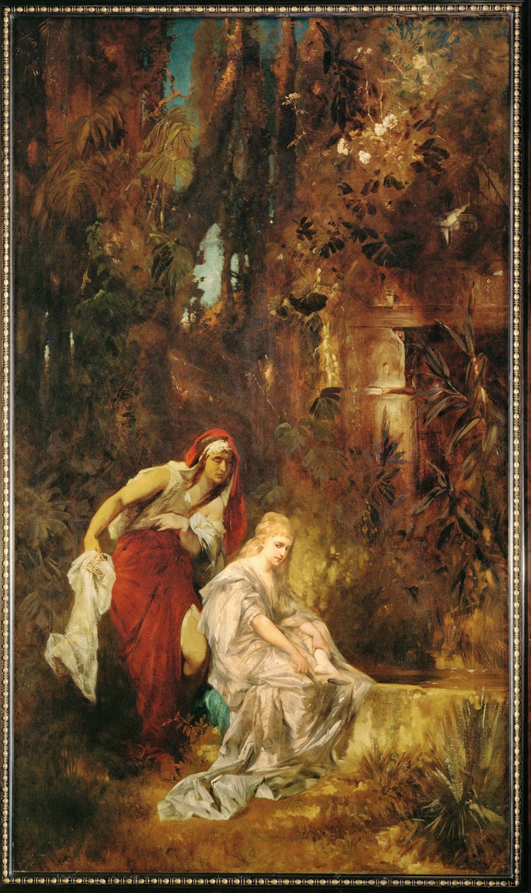 沉睡的白雪公主......（布面油画） 作者 汉斯·马卡特（Hans Makart）