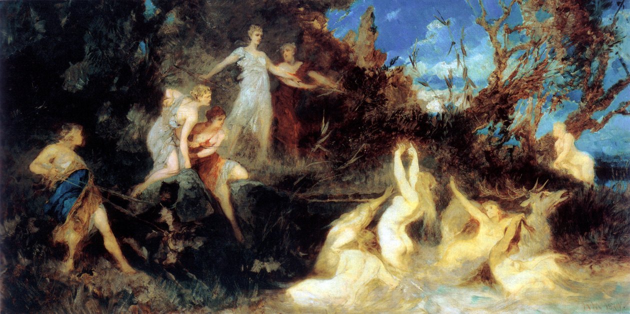 《戴安娜的狩猎》，研究，1879年。 作者 汉斯·马卡特（Hans Makart）