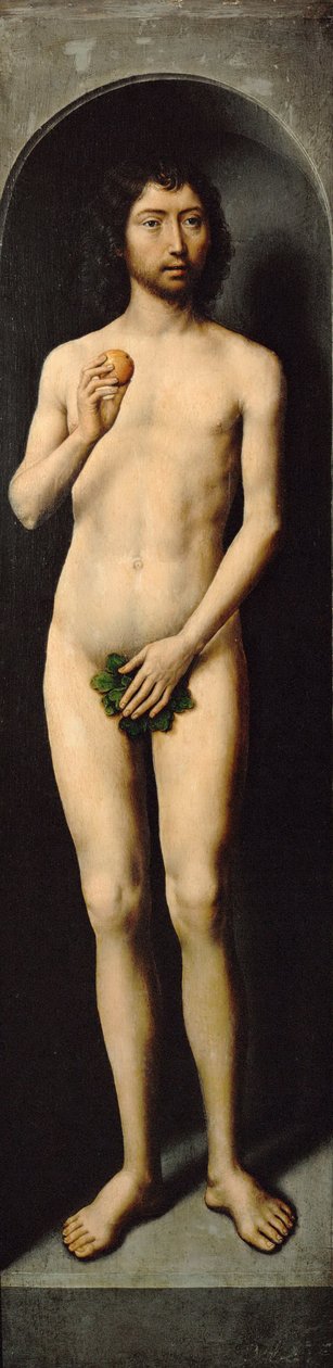 Adam. Side Wing of the Small Triptych of St. John the Baptist - Hans Memling (1433/40-1494). Oil on wood, ca 1485. Dimension : 69,4x17,2 cm. Art History Museum, Vienne 作者 汉斯·梅姆林
