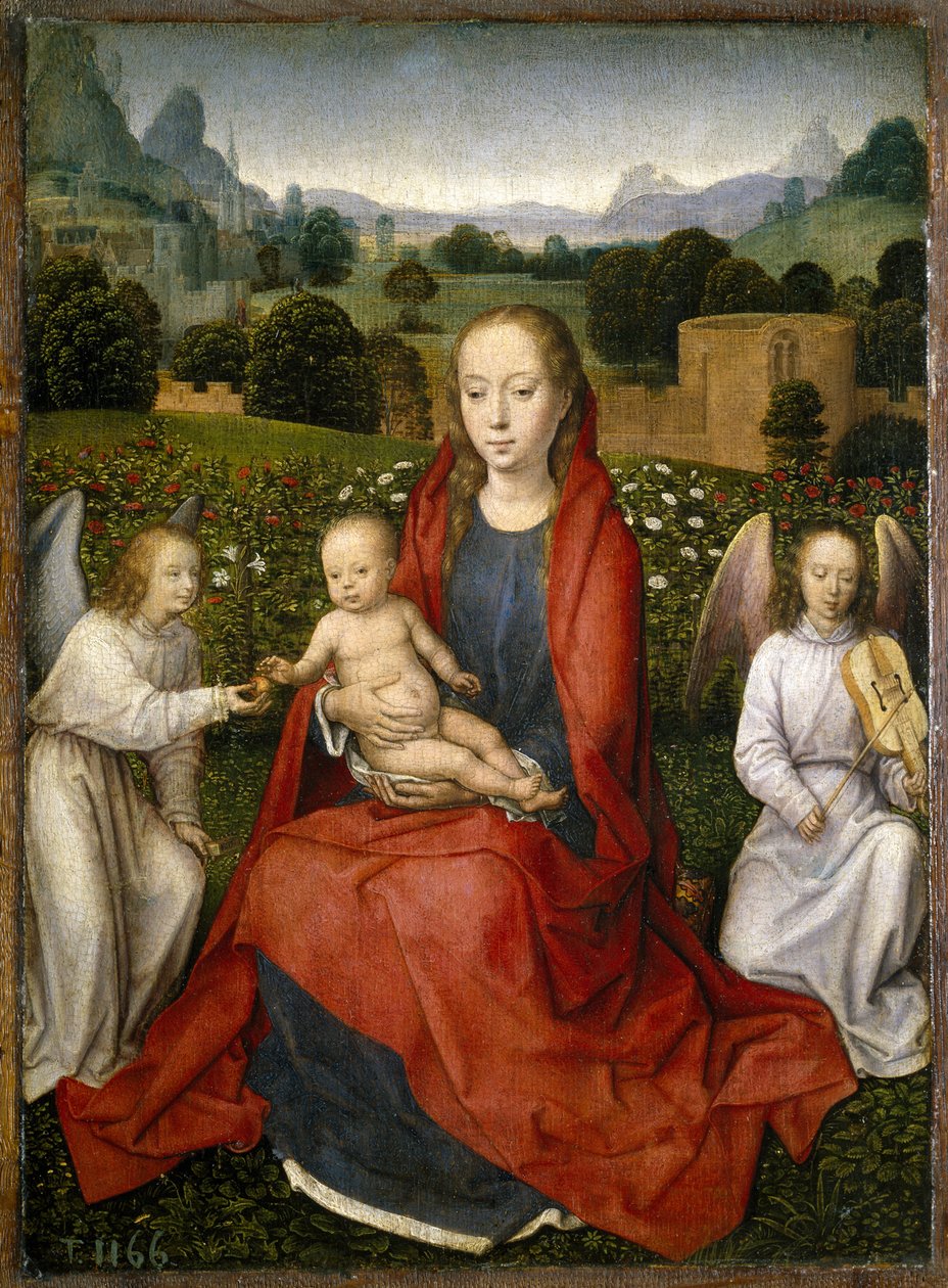 童贞女和两个天使，1480-1490年 作者 汉斯·梅姆林