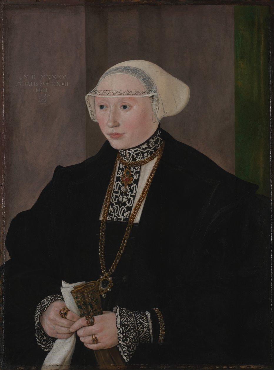 弗赖贝格的妻子玛丽亚·基彻（Maria Kitscher）的肖像，1545年 作者 汉斯·缪里希（Hans Muelich）或米里希（Mielich）