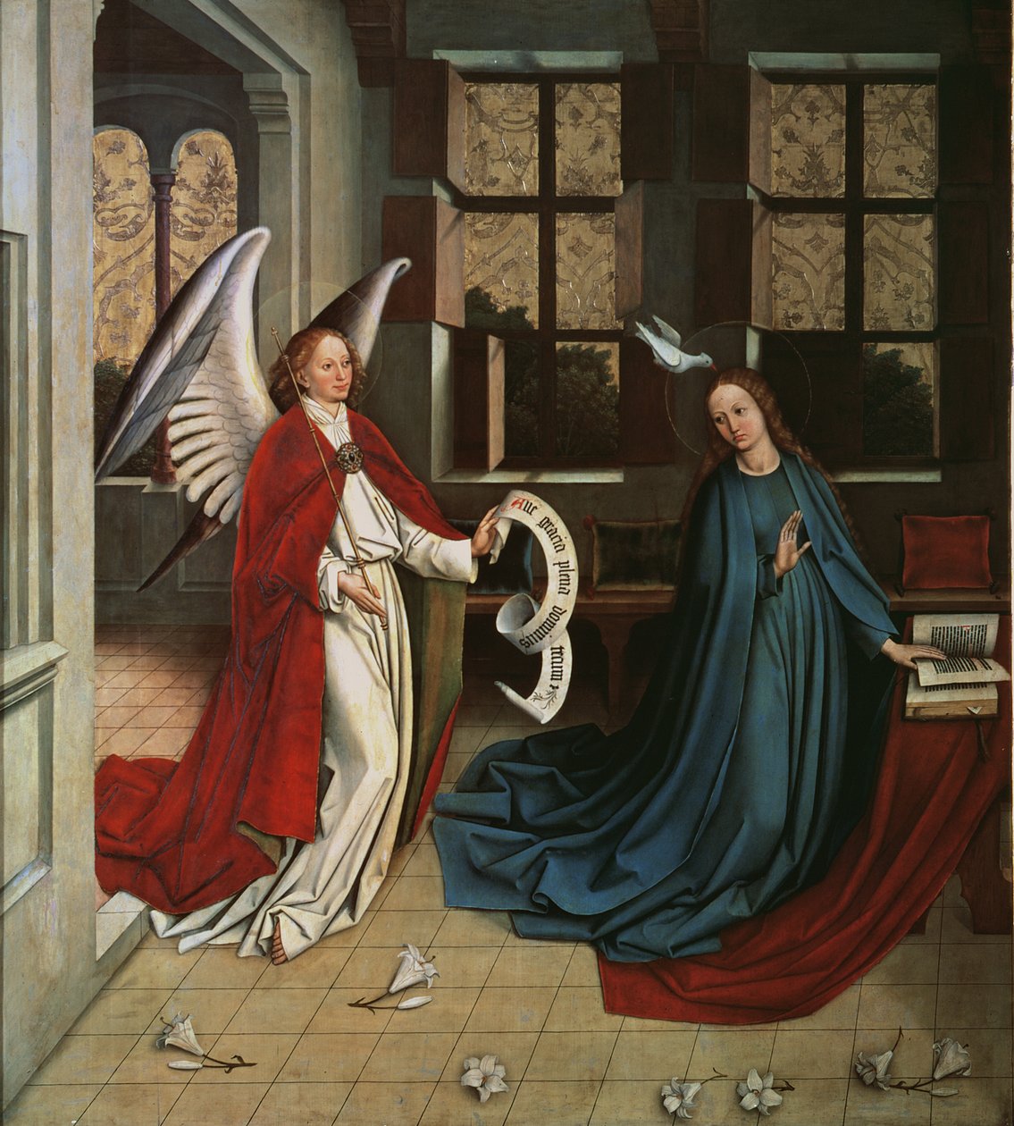 天使报喜，1458年 作者 汉斯·穆尔彻（Hans Multscher）