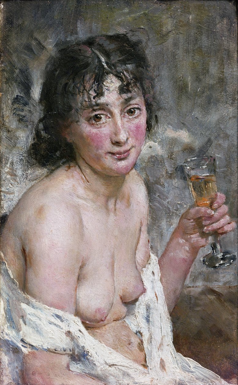 香槟女孩（布面油画） 作者 汉斯·奥拉夫·海耶达尔