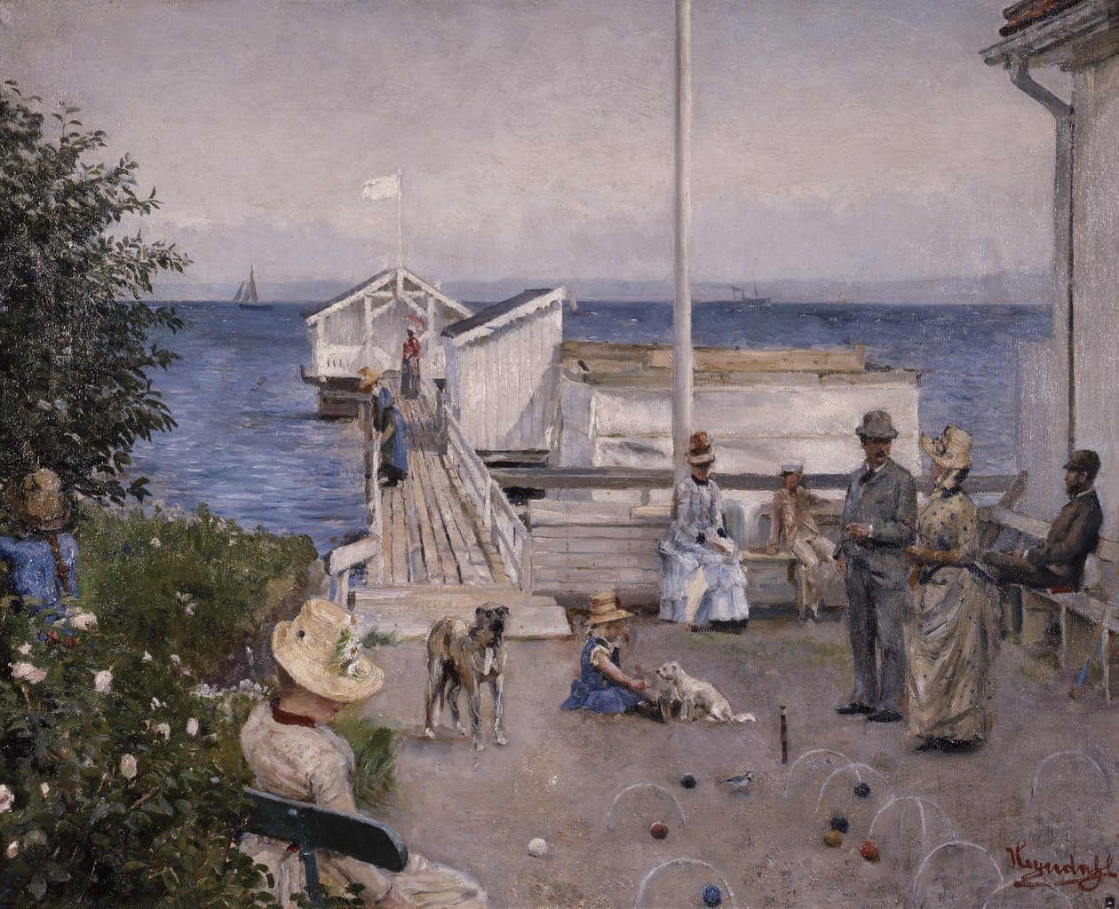 Åsgårdstrand的码头（布面油画） 作者 汉斯·奥拉夫·海耶达尔