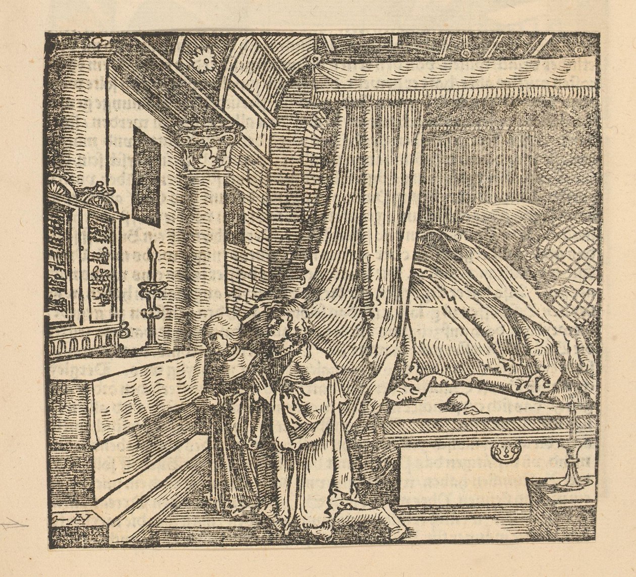 两个人在卧室里祈祷 作者 Hans Schäufelein (可能)