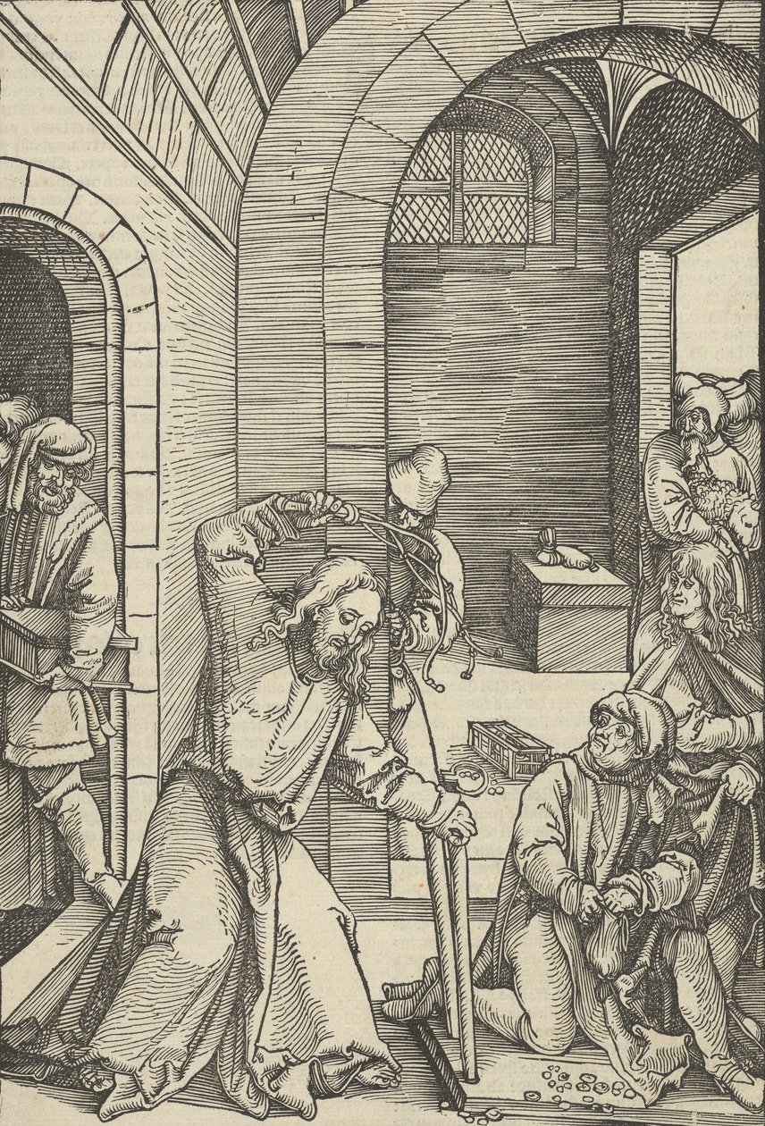 基督净化圣殿，来自Speculum passionis domini nostri Ihesu Christi，1507年。 作者 Hans Schäufelein the Elder