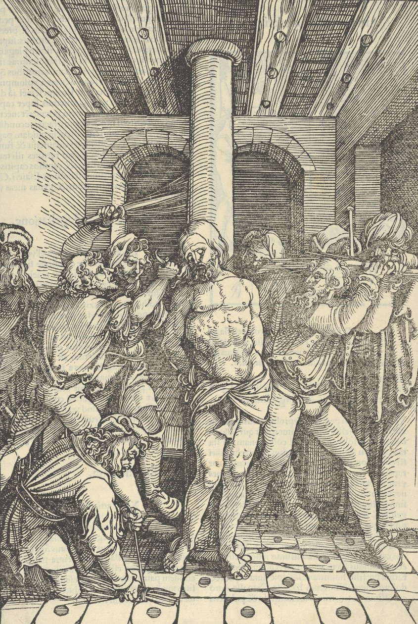 被鞭打的基督，来自Speculum passionis domini nostri Ihesu Christi，1507。 作者 Hans Schäufelein the Elder