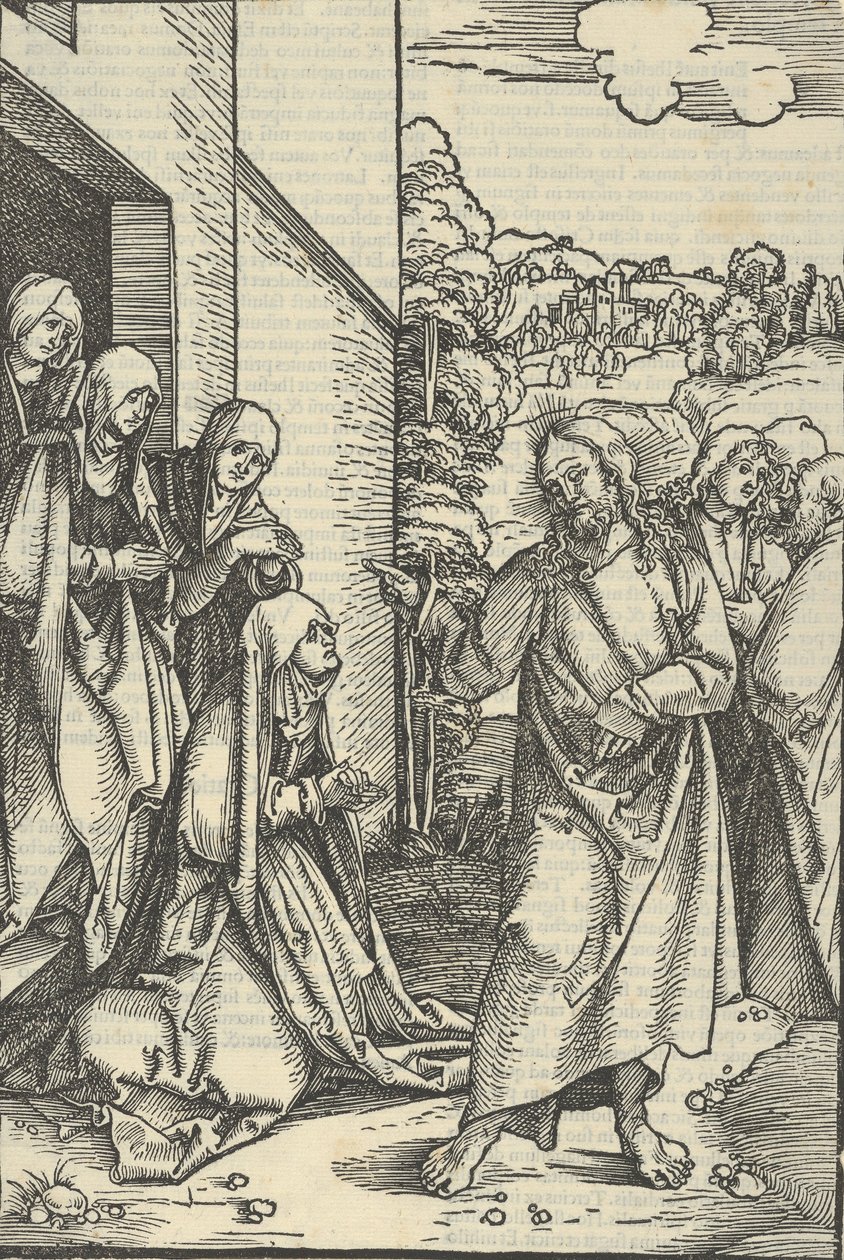 基督离开他的母亲，来自Speculum passionis domini nostri Ihesu Christi，1507年。 作者 Hans Schäufelein the Elder