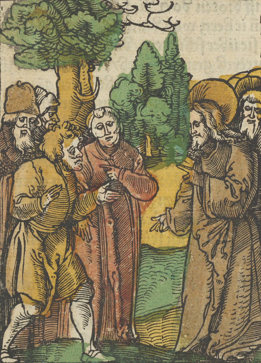 基督和法利赛人，摘自Das Plenarium，1517年。 作者 Hans Schäufelein the Elder