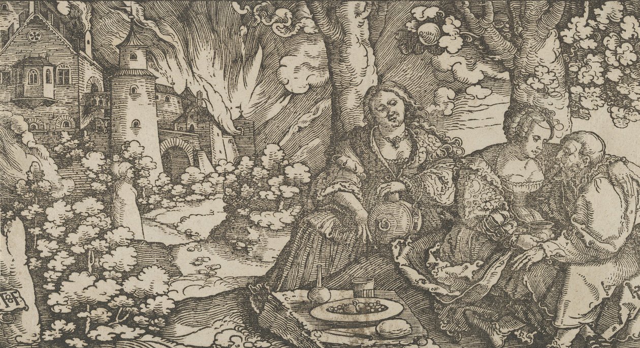 罗得和他的女儿们，约1530年。 作者 Hans Schäufelein the Elder