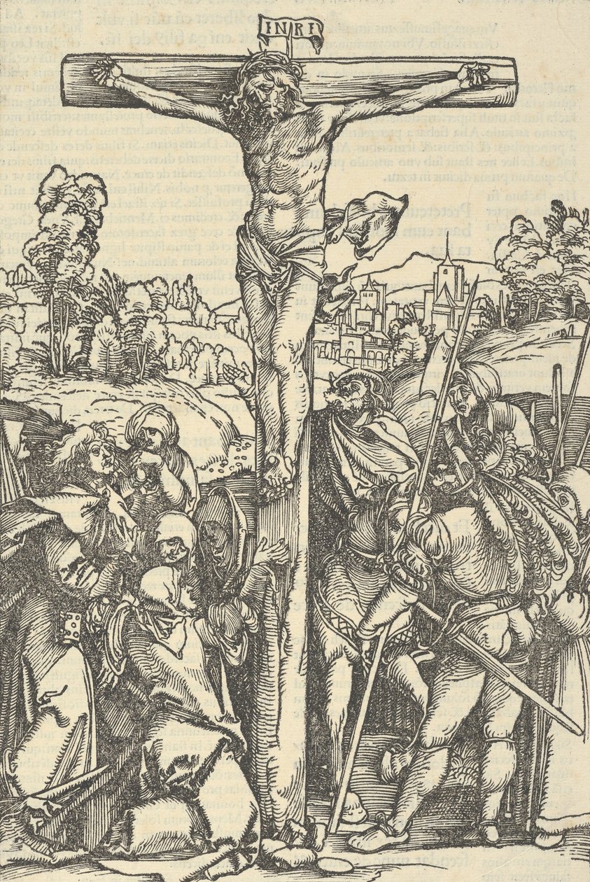 十字架，来自Der beschlossen gart des rosenkranzes marie，1505。 作者 Hans Schäufelein the Elder