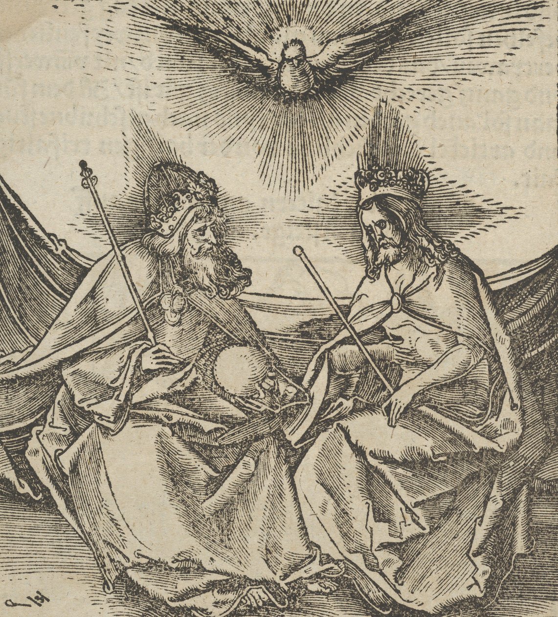 神圣的三位一体，来自Hymmelwagen auff dem, wer wol lebt...，1517。 作者 Hans Schäufelein the Elder