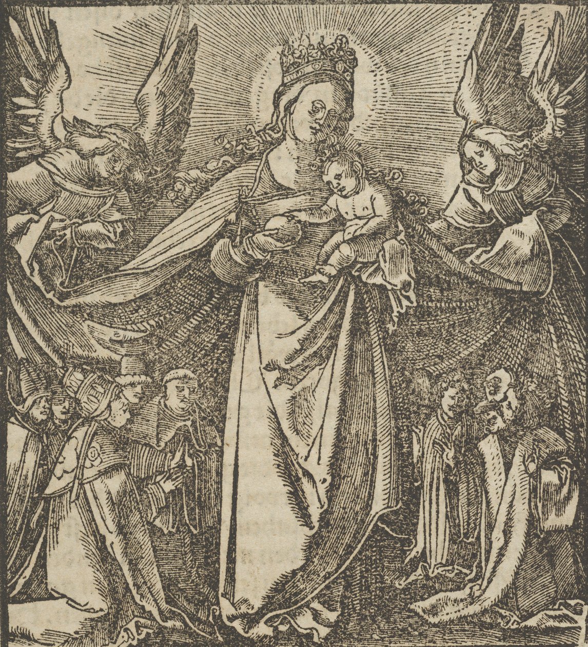 慈悲的圣母，来自《Hymmelwagen auff dem, wer wol lebt...》，1517。 作者 Hans Schäufelein the Elder