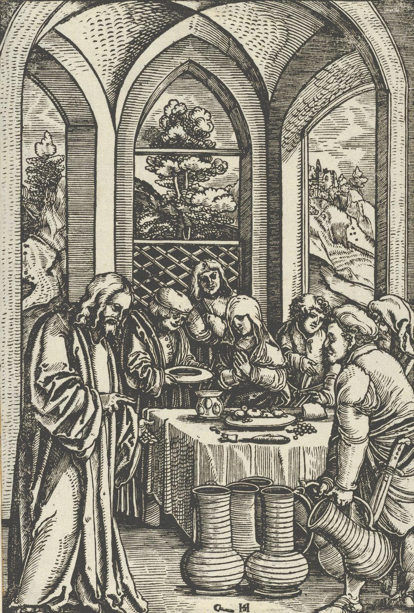 迦拿的婚礼，出自《基督的生活》，约1511-12年。 作者 Hans Schäufelein the Elder