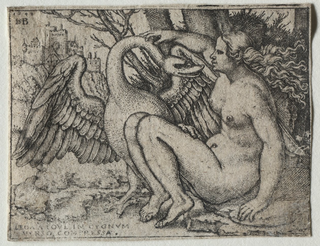 勒达和天鹅，1548年。 作者 汉斯·塞巴尔德·贝汉姆