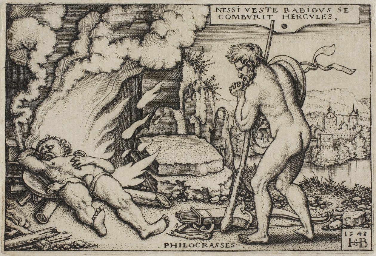 大力神之死，摘自大力神的作品，1548年 作者 汉斯·塞巴尔德·贝汉姆