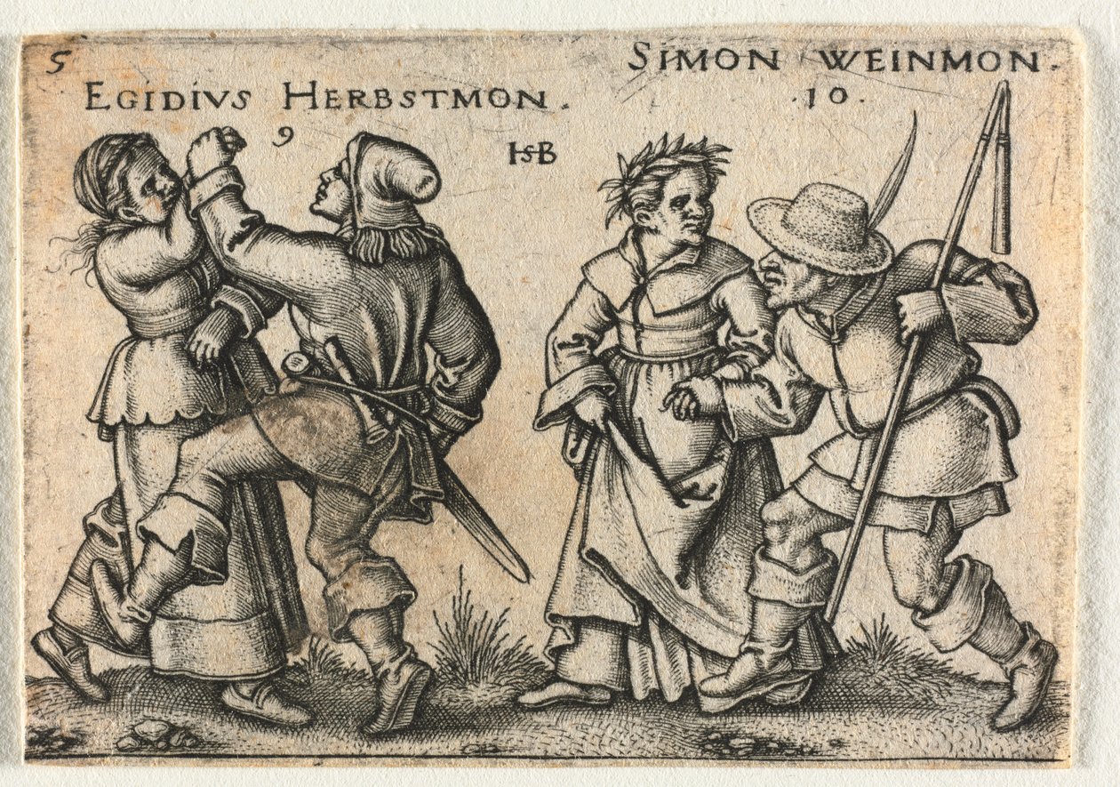 农民婚礼或十二个月：9-Egidius Herbstmon 10-Simon Weinmon，1546年。 作者 汉斯·塞巴尔德·贝汉姆