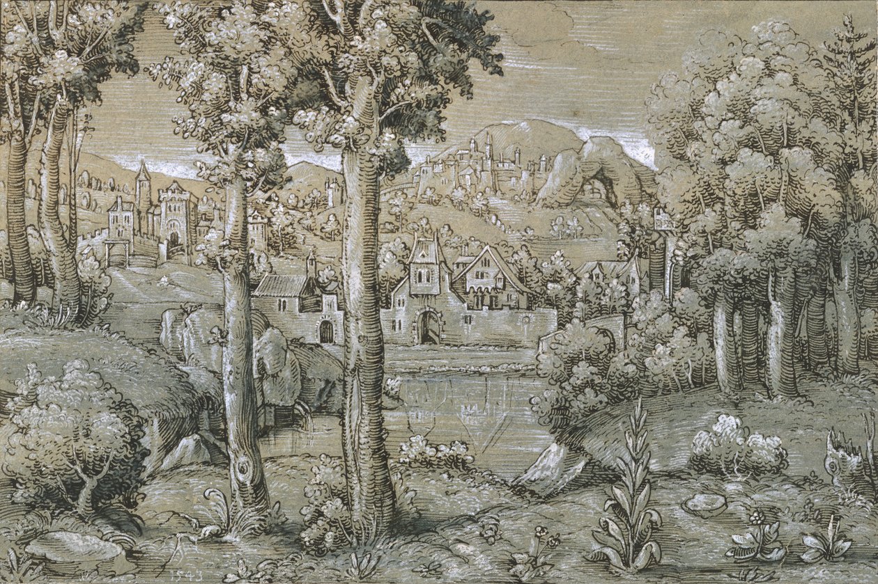想象的风景，1543年。 作者 汉斯·塞巴尔德·劳滕萨克