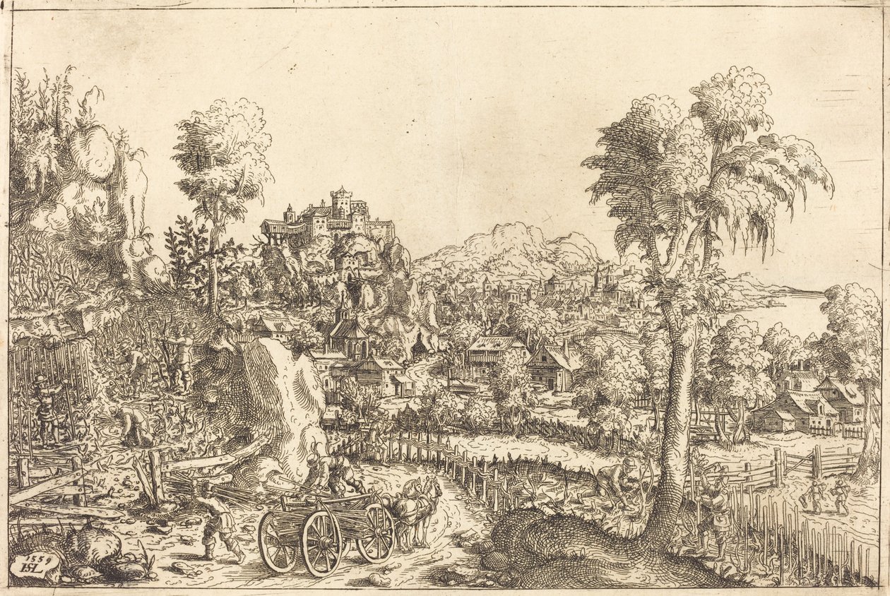 葡萄园的风景，1559年。 作者 汉斯·塞巴尔德·劳滕萨克