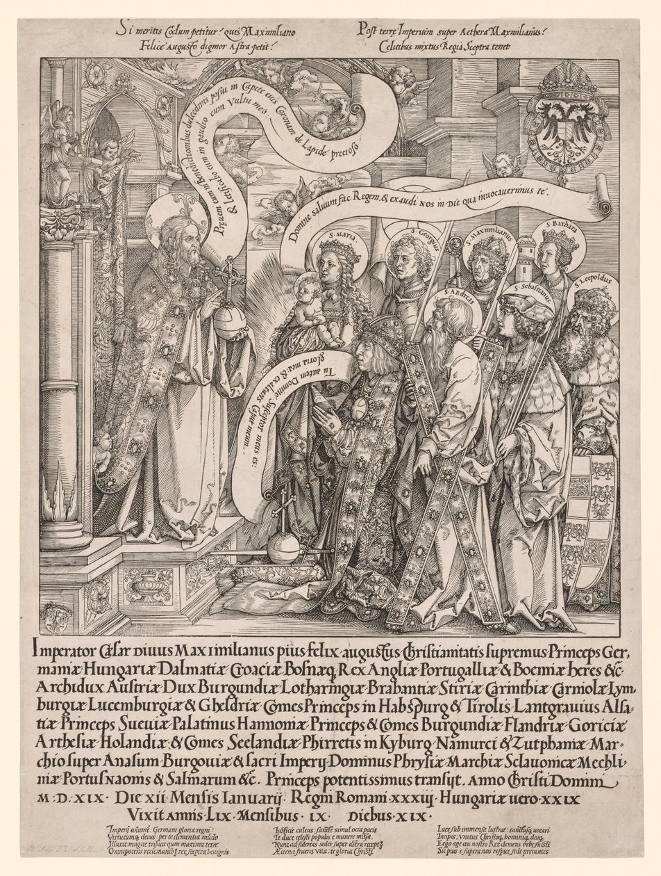 1519年，马克西米利安皇帝（马克西米利安皇帝）由他的赞助人赠予全能者。 作者 汉斯·斯普林比克利