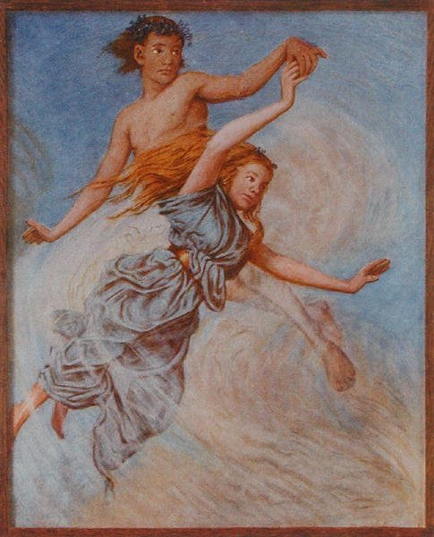 八月》，来自莱比锡出版的《节日庆典》的插图，约1910年（彩色平印）。 作者 汉斯·托马
