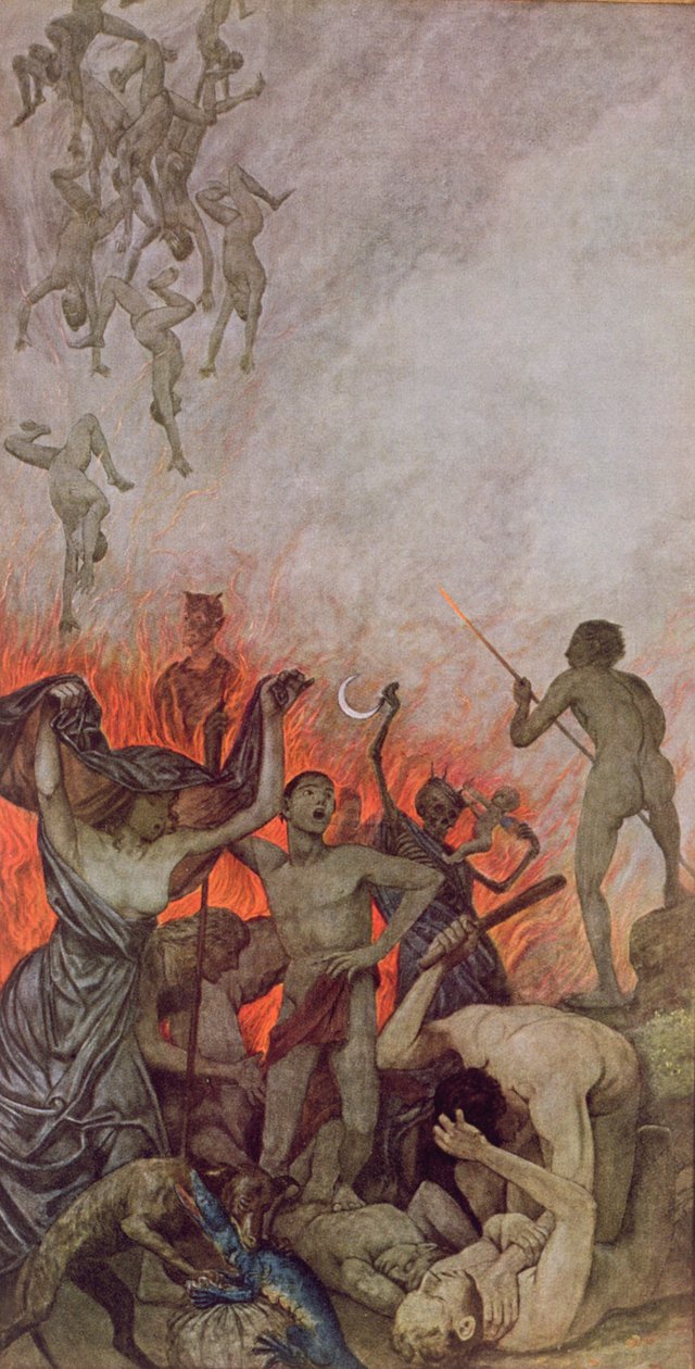 地狱，来自&39;Festkalender&39;的插图发表在莱比锡c.1910 作者 汉斯·托马