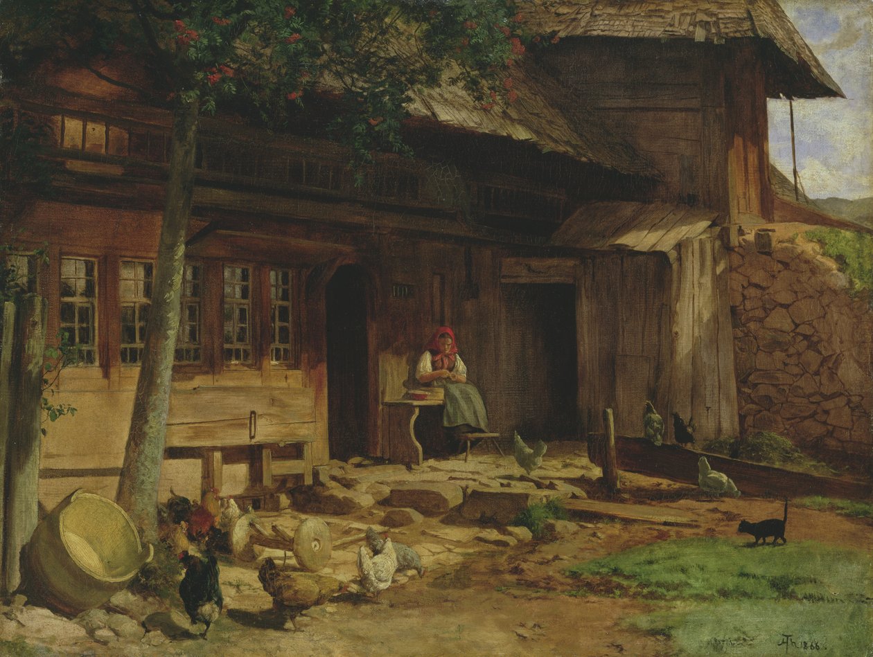 1866年贝尔瑙的父母之家（布面油画） 作者 汉斯·托马