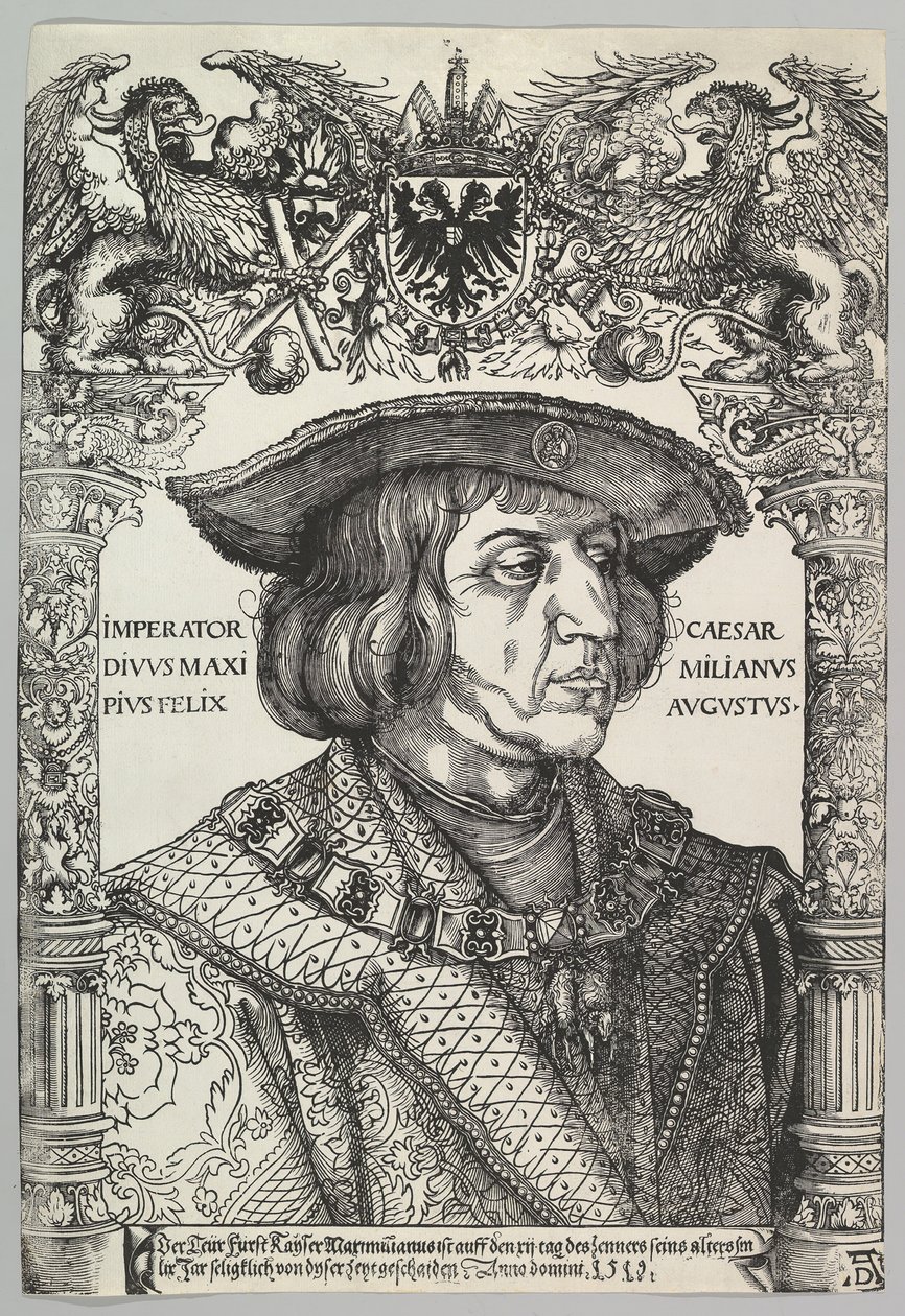 马克西米利安一世皇帝的画像，1519年。 作者 汉斯·魏迪兹