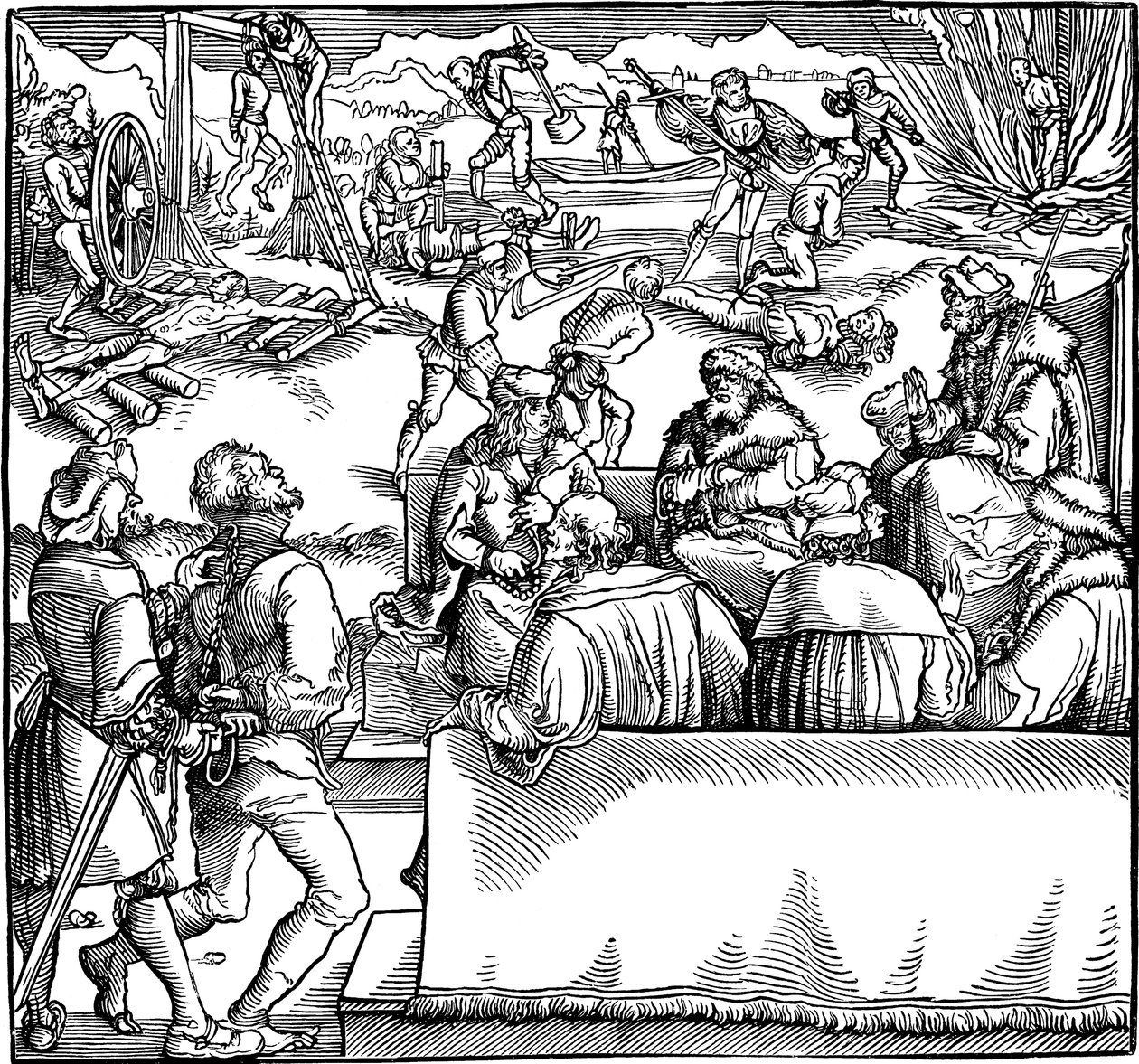 开庭。插图取自Petrarch，1532年的《反对财富的菲尼克斯》 作者 小汉斯·魏德兹