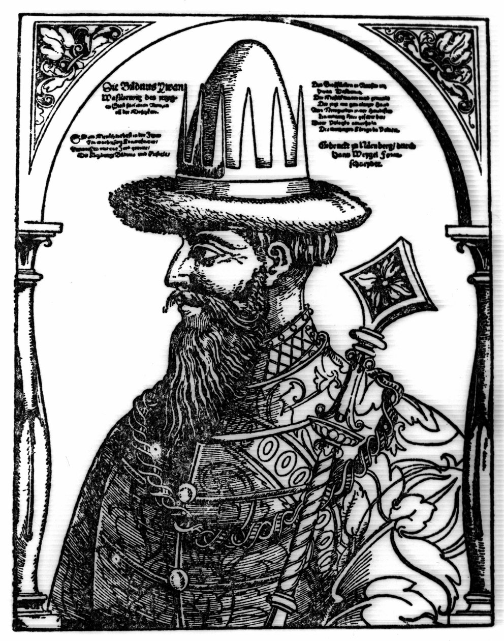 Portrait of Ivan IV the Terrible (1533 - 1584), Russian tsar. Xylography by Hans Weygel. 作者 汉斯·韦格尔