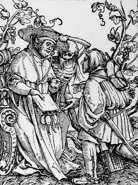 死亡和红衣主教，来自死亡之舞，由Hans Lutzelburger雕刻，1538年 作者 汉斯追捕年轻的霍尔拜因