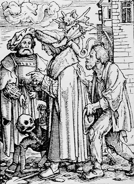 死亡和议员，来自死亡之舞，由Hans Lutzelburger雕刻，第1538页 作者 汉斯追捕年轻的霍尔拜因