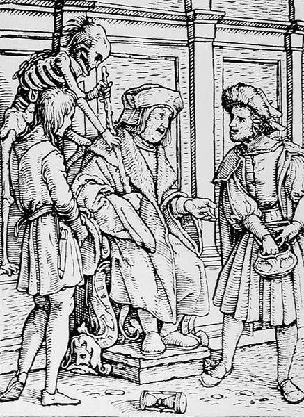 死亡和法官，来自死亡之舞，由Hans Lutzelburger雕刻，第1538页 作者 汉斯追捕年轻的霍尔拜因