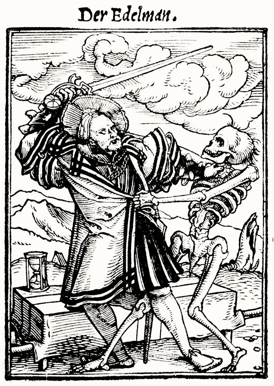 死亡和贵族，来自死亡之舞，由Hans Lutzelburger雕刻，1538年 作者 汉斯追捕年轻的霍尔拜因