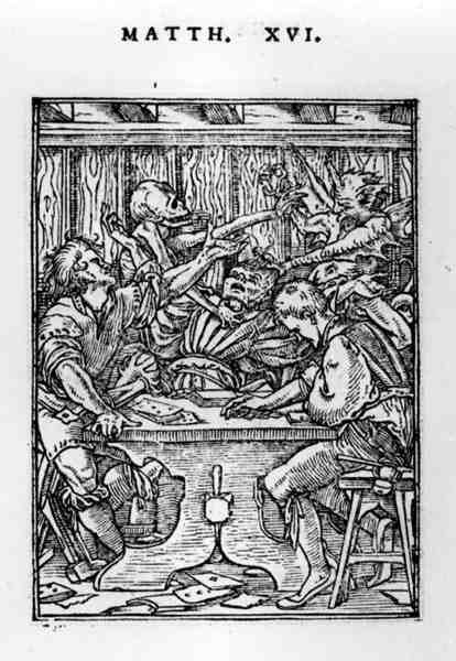 来自死亡之舞系列的游戏玩家，由Hans Lutzelburger雕刻（fl.1505-26）c.1526-28 作者 汉斯追捕年轻的霍尔拜因
