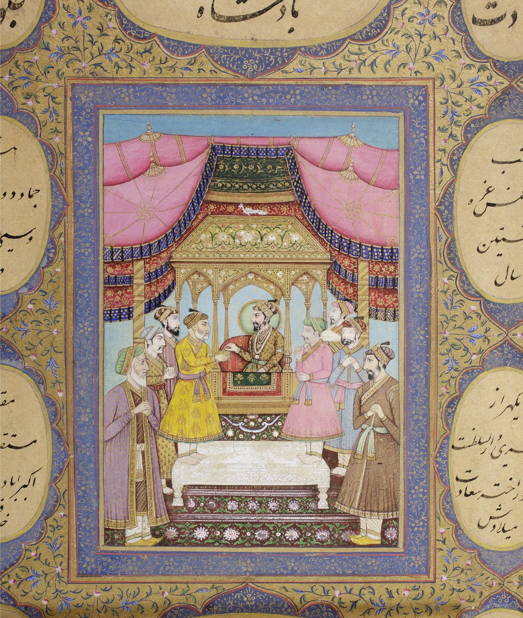 莫卧儿王朝家谱的专辑，1855年（纸上不透明的黄金和黄金） 作者 Haqim Ahasan Ullah Khan
