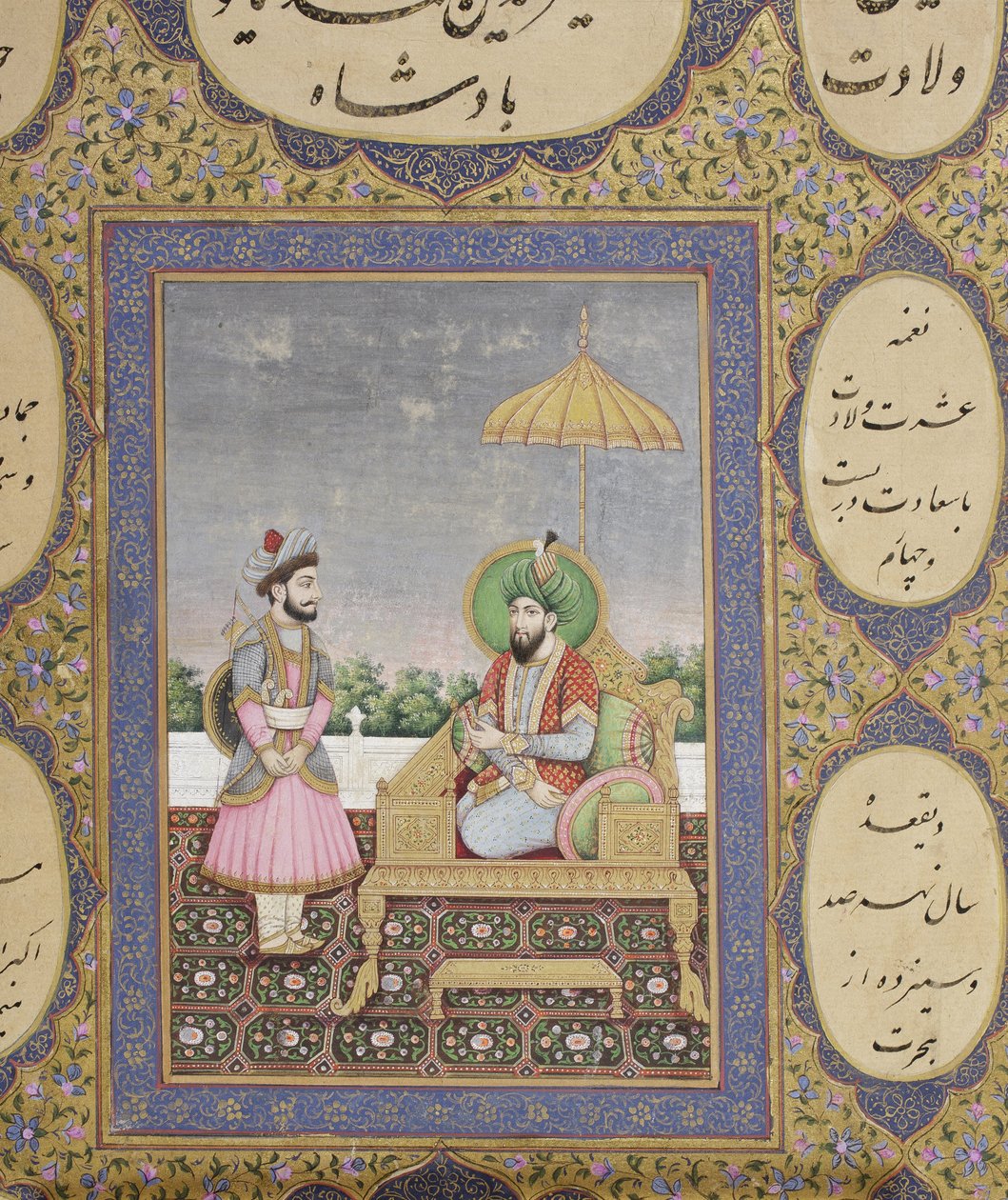 莫卧儿王朝家谱的专辑，1855年（纸上不透明的黄金和黄金） 作者 Haqim Ahasan Ullah Khan