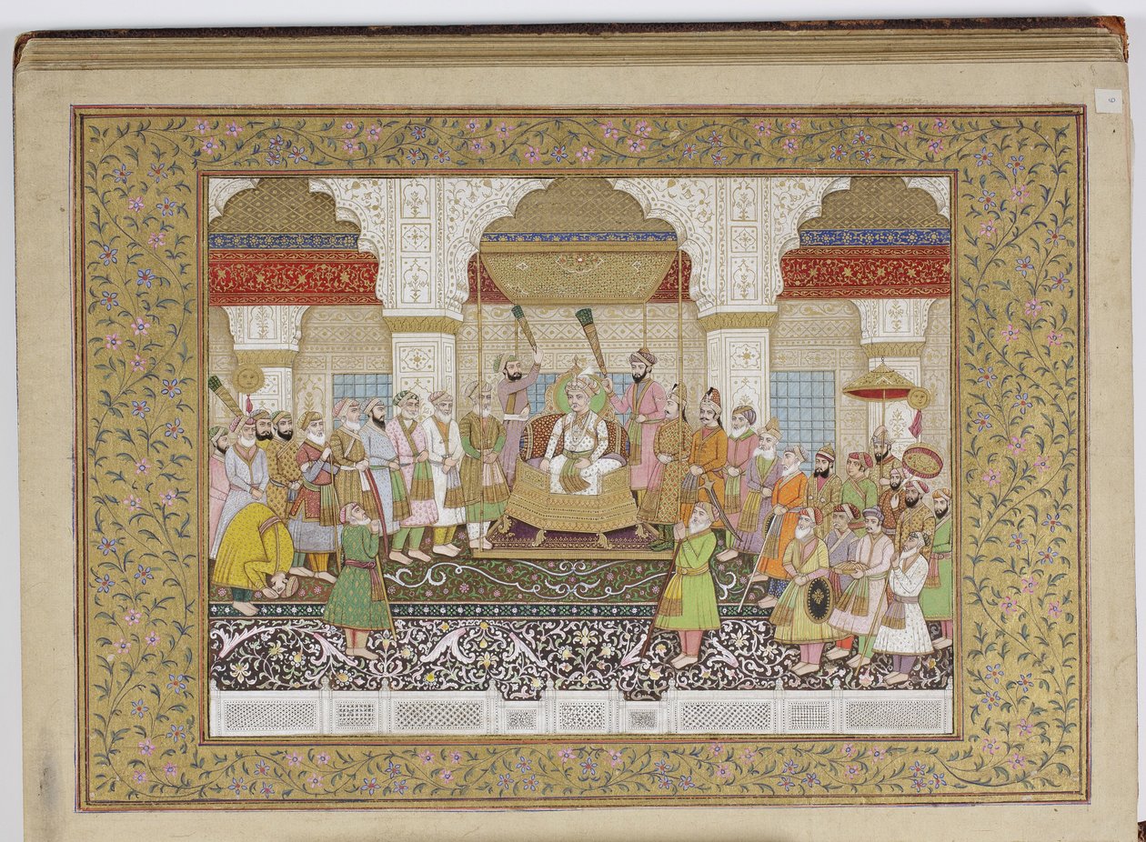 莫卧儿王朝家谱的专辑，1855年（纸上不透明的黄金和黄金） 作者 Haqim Ahasan Ullah Khan