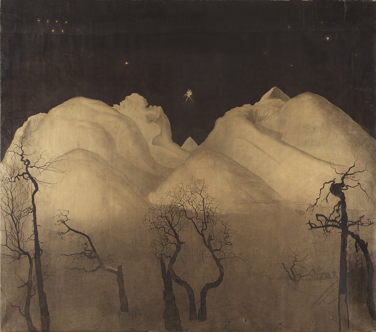 在山的冬夜。研究，1902-2 作者 哈罗德·奥斯卡·索尔伯格