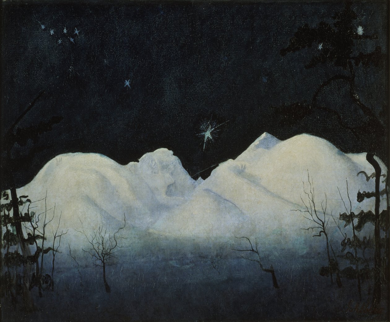 山中冬夜（布面油画） 作者 哈罗德·奥斯卡·索尔伯格