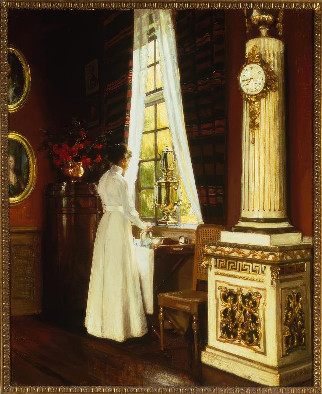 H.Slott-Möller，《早间咖啡-绘画》，1914年 作者 哈拉德·斯洛特·穆勒