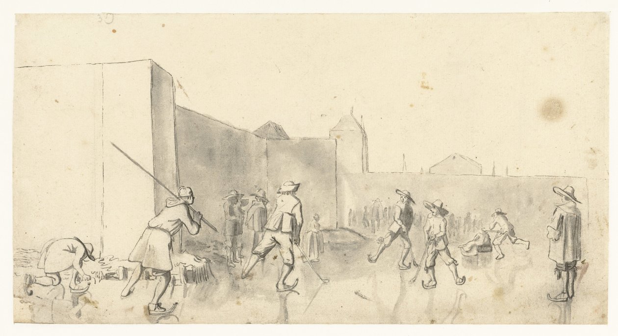 哈勒姆 Zijlpoort 的滑冰者 作者 Harmen ter Borch